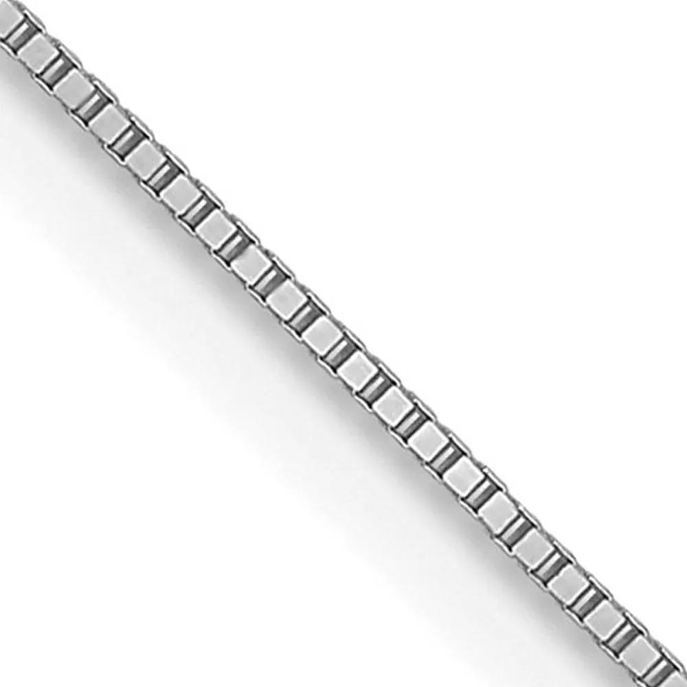 0.5mm 14K White Gold Solid Box Chain Necklace