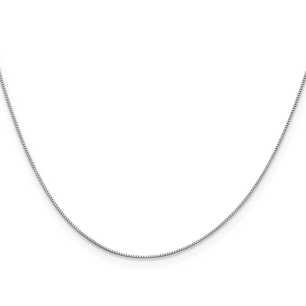 0.5mm 14K White Gold Solid Box Chain Necklace