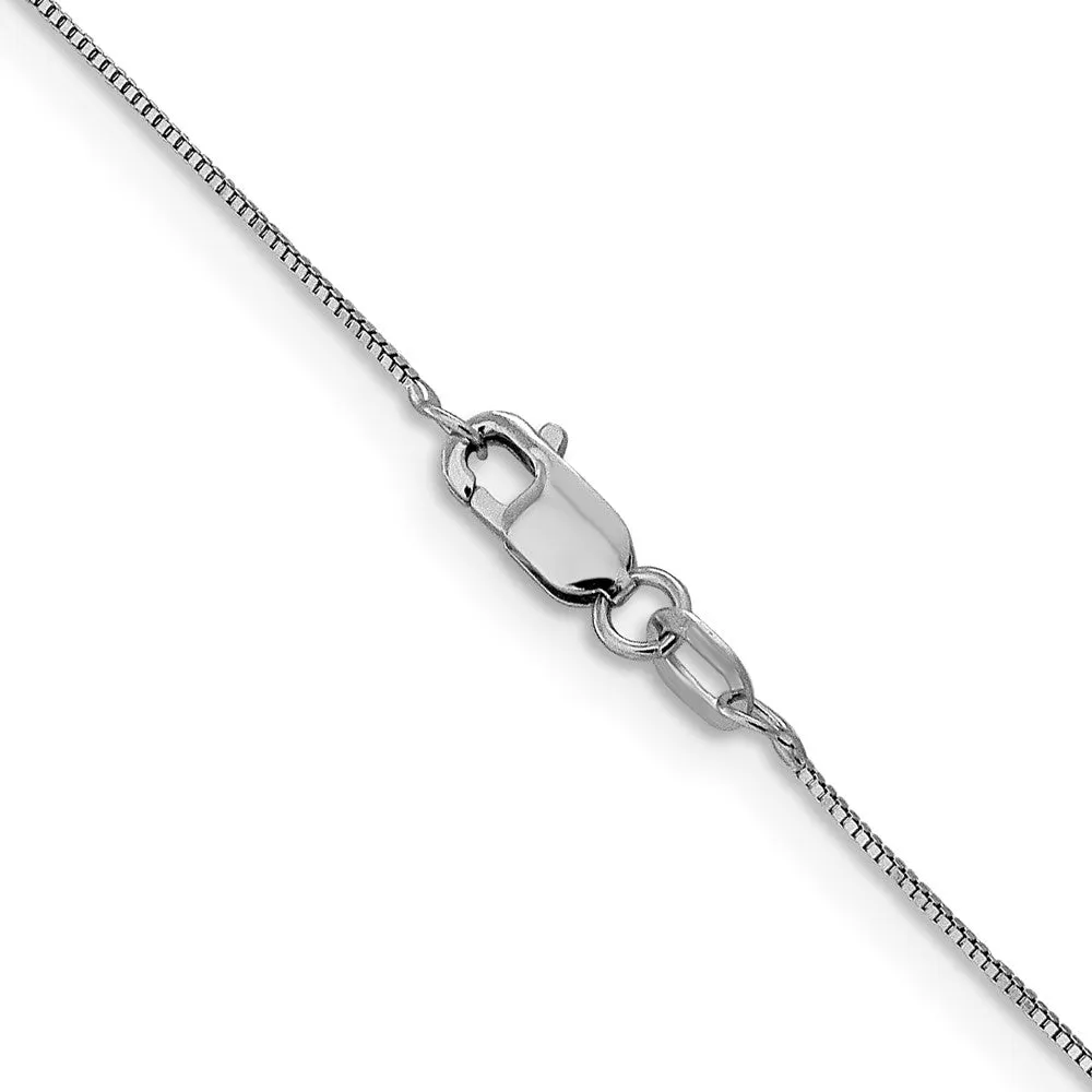 0.5mm 14K White Gold Solid Box Chain Necklace