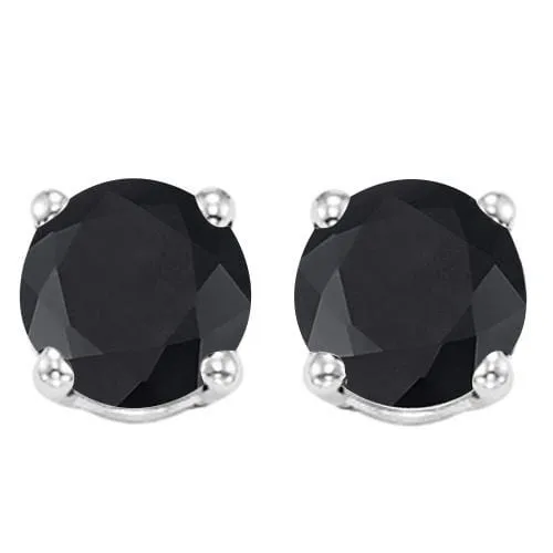 1.37 CT GENUINE BLACK SAPPHIRE 10KT SOLID GOLD EARRINGS STUD