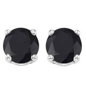 1.37 CT GENUINE BLACK SAPPHIRE 10KT SOLID GOLD EARRINGS STUD