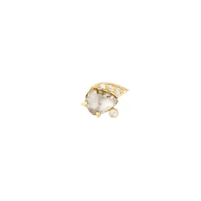 14K Gold & Pave Diamond Eyelash Grey Diamond Stud