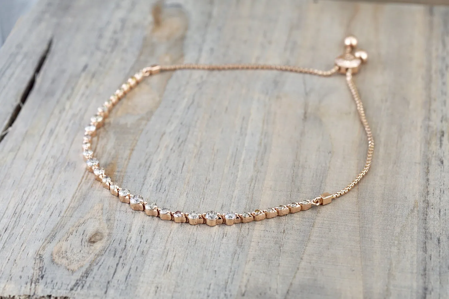 14k Solid Rose Gold Champagne Diamond Single Prong Adjustable Bracelet 1.82 carats