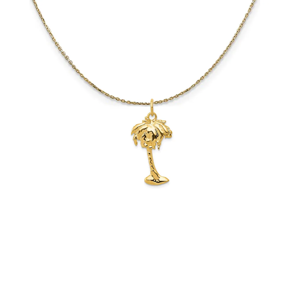 14k Yellow Gold Coconut Palm Tree Necklace