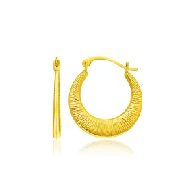 14k Yellow Gold Graduated Round Textured Hoop Earrings-rx46812