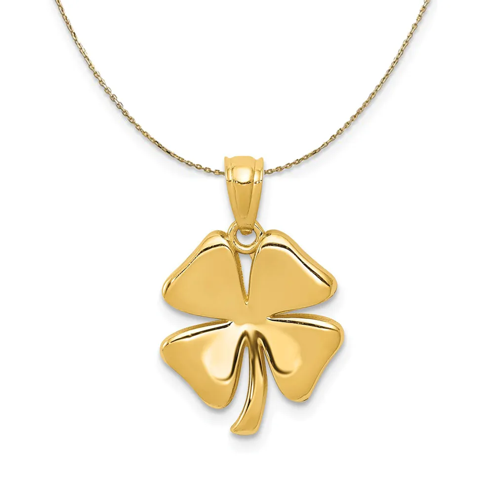 14k Yellow Gold Polished Four Leaf Clover Necklace