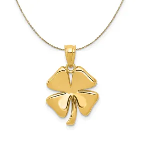 14k Yellow Gold Polished Four Leaf Clover Necklace