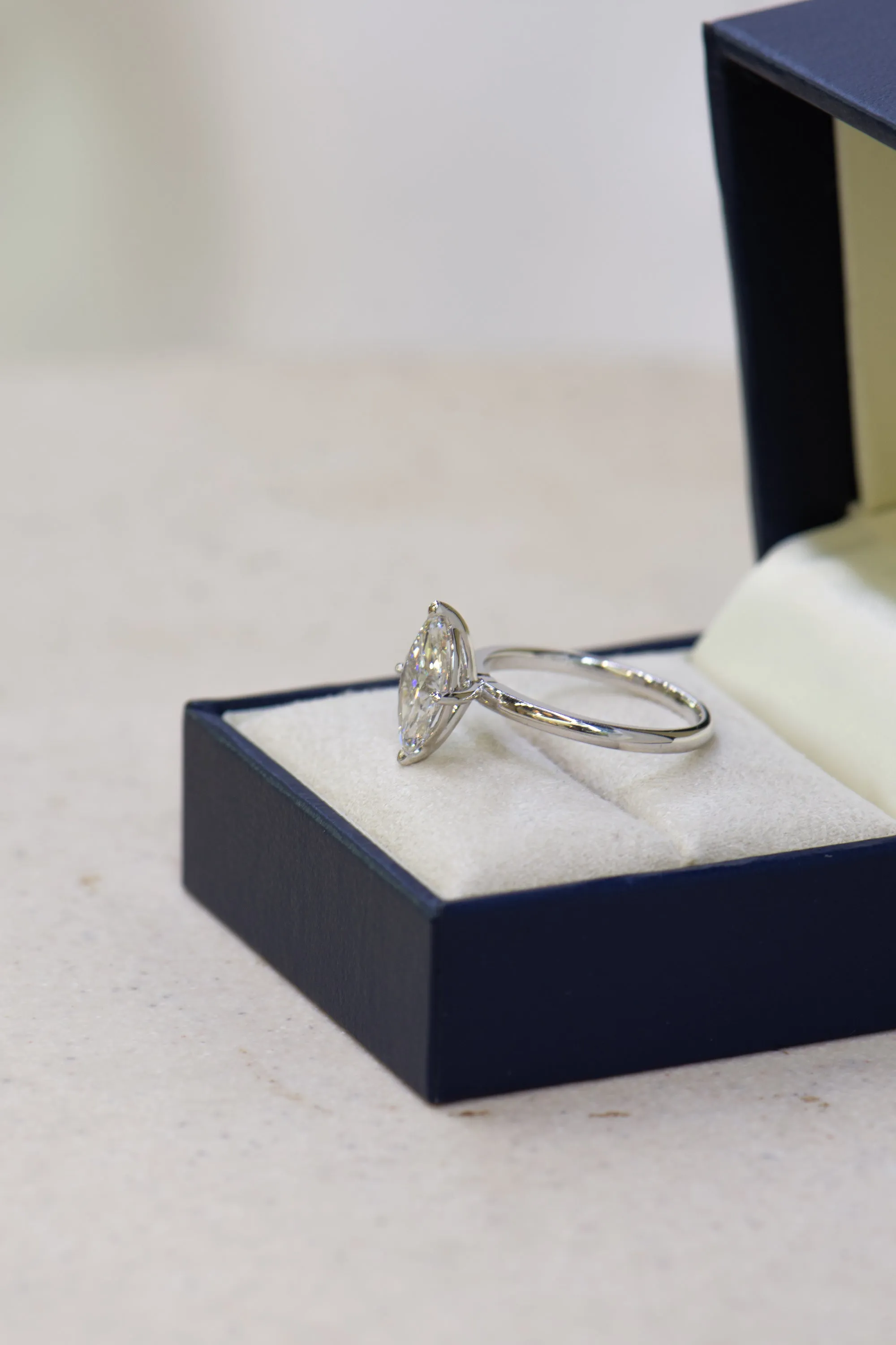 1.50ct Created Freya R2W | Marquise Cut Solitaire Diamond Engagement Ring