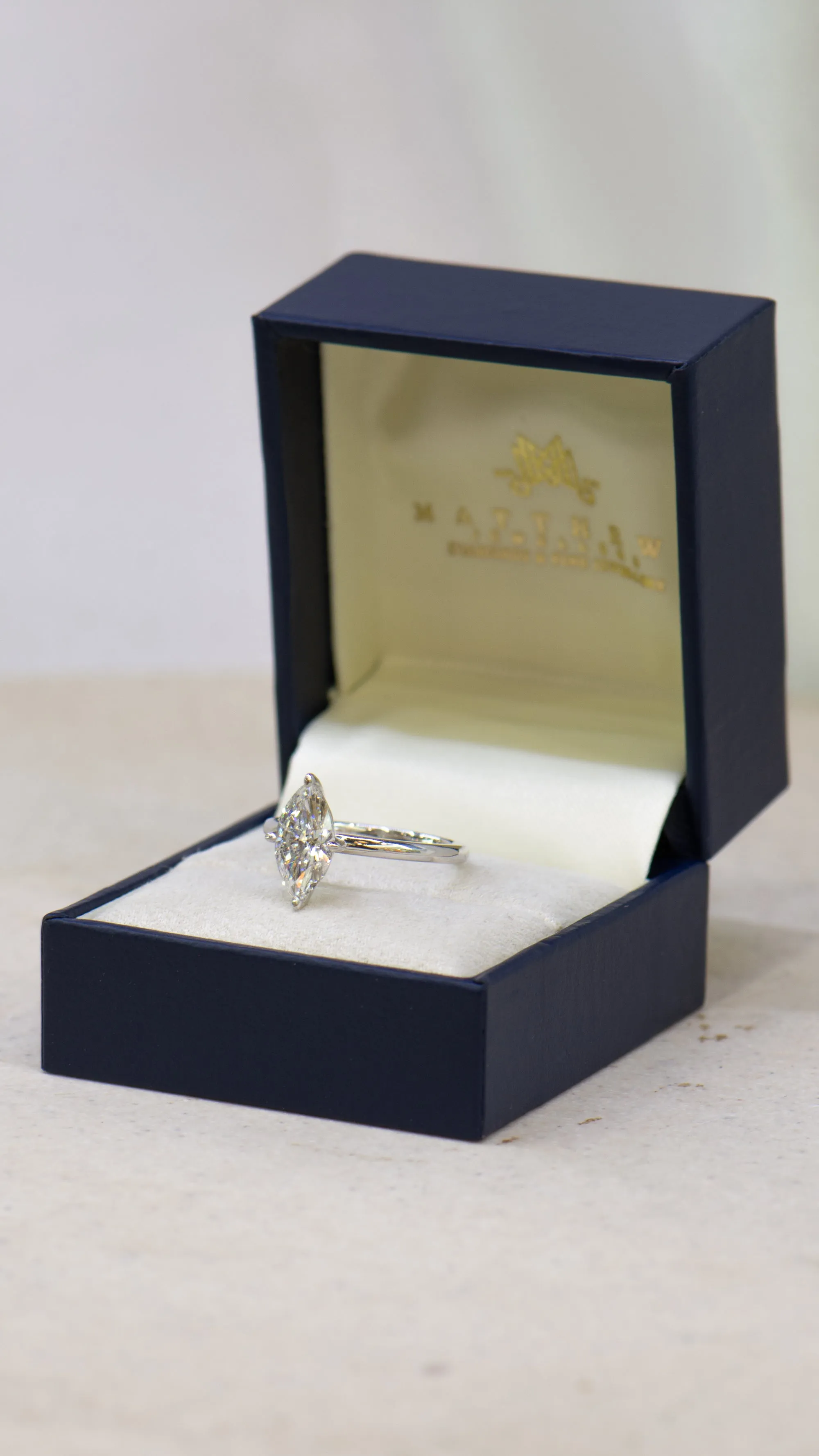 1.50ct Created Freya R2W | Marquise Cut Solitaire Diamond Engagement Ring