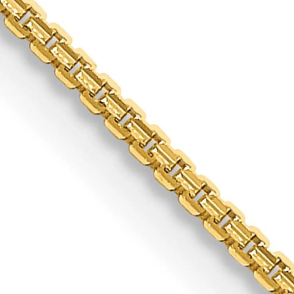 1.5mm 14K Yellow Gold Solid Concave Box Chain Necklace