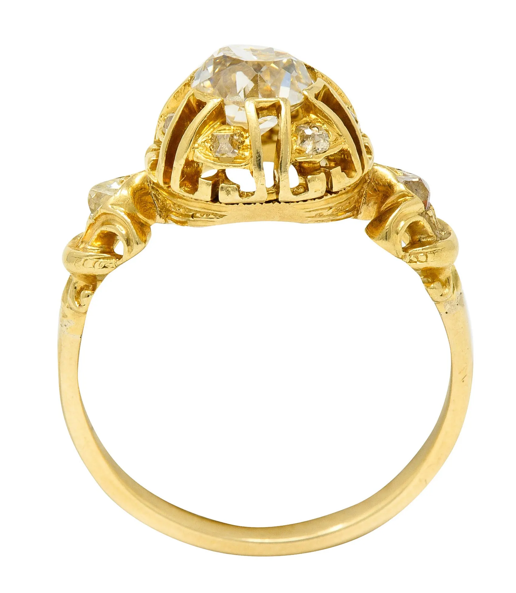 1920's Early Art Deco 1.30 CTW Diamond 14 Karat Gold Engagement Ring