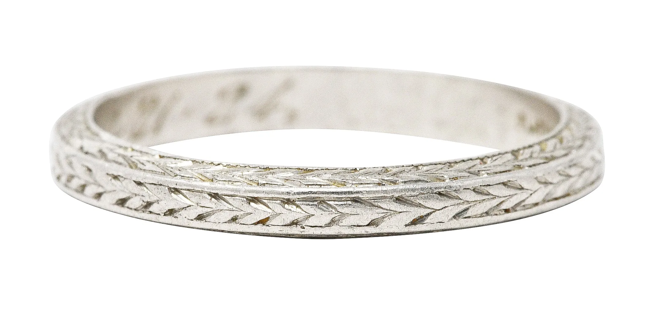 1924 Early Art Deco Platinum Wheat Wedding Band Ring