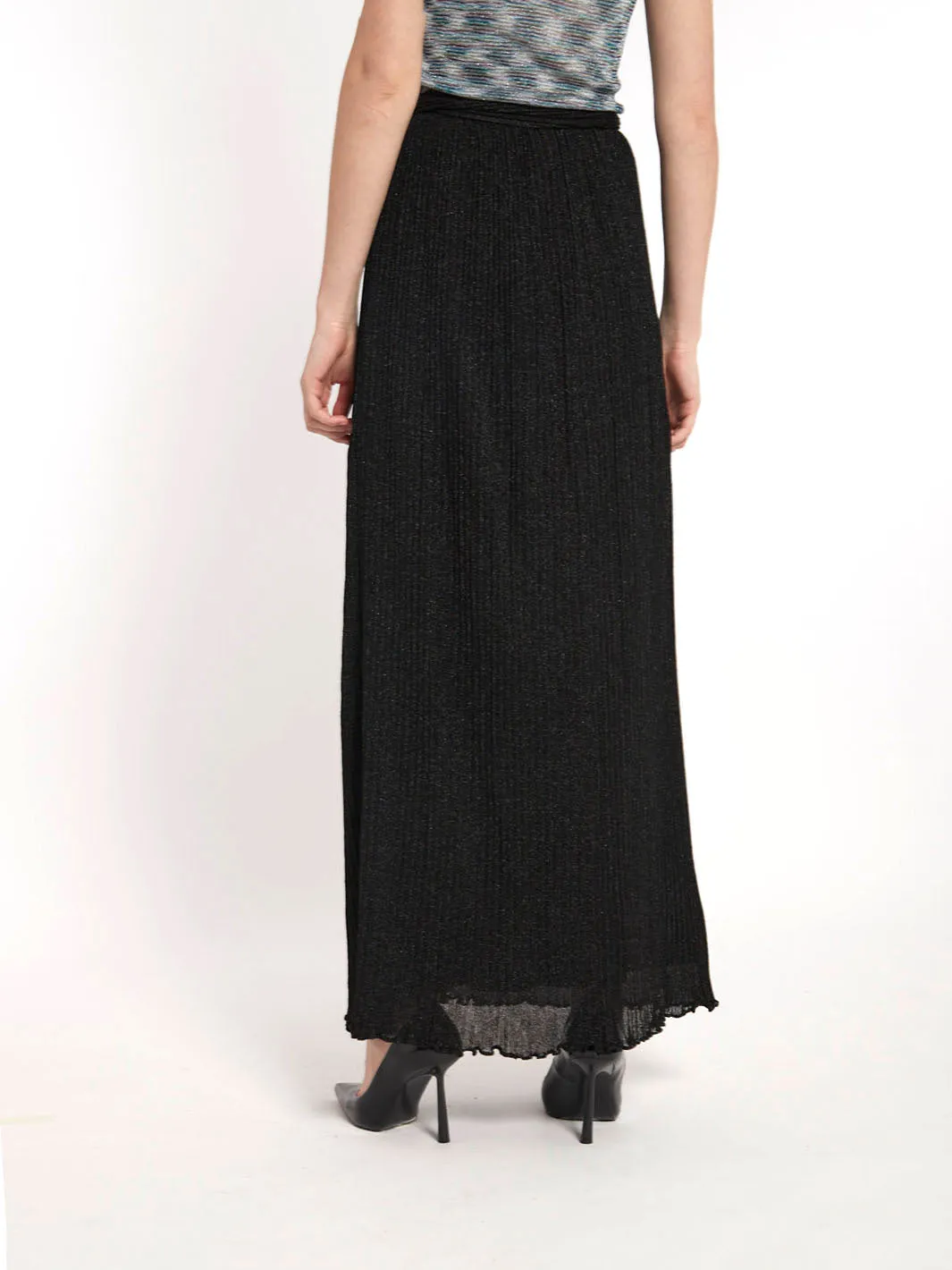 1970s Missoni black lurex long skirt