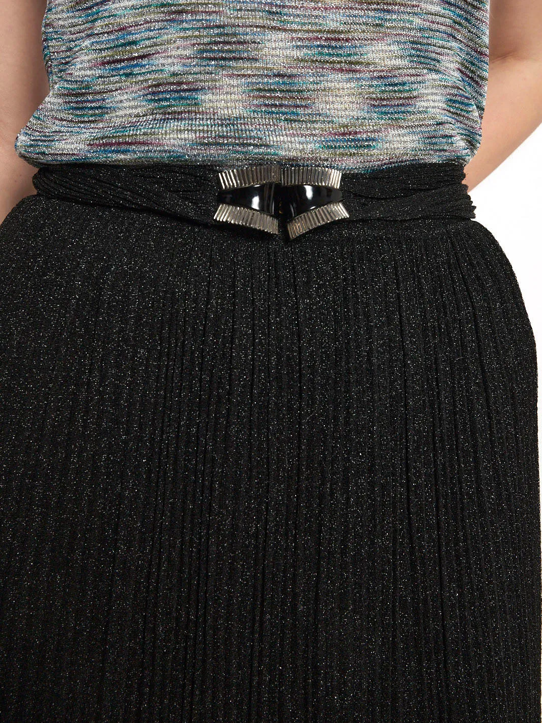 1970s Missoni black lurex long skirt