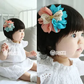 2pcs Baby Kids Hair Pin Girls Gauze Flower Bowknot Bi-color Headwear Hair Clip 2 Pattern SM6