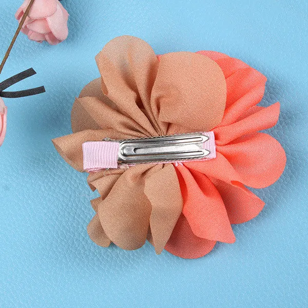 2pcs Baby Kids Hair Pin Girls Gauze Flower Bowknot Bi-color Headwear Hair Clip 2 Pattern SM6