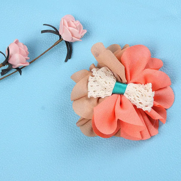 2pcs Baby Kids Hair Pin Girls Gauze Flower Bowknot Bi-color Headwear Hair Clip 2 Pattern SM6