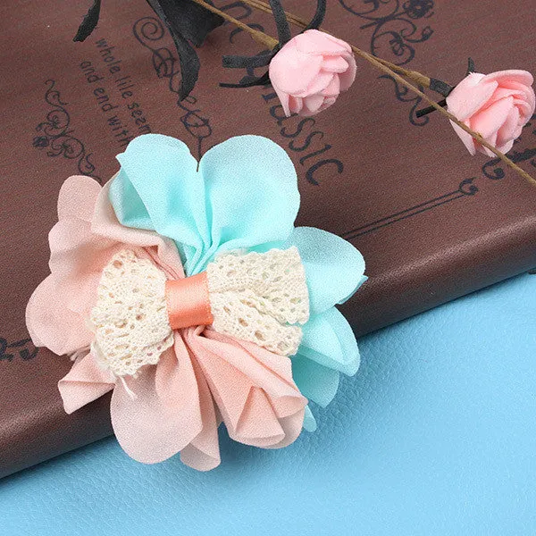 2pcs Baby Kids Hair Pin Girls Gauze Flower Bowknot Bi-color Headwear Hair Clip 2 Pattern SM6