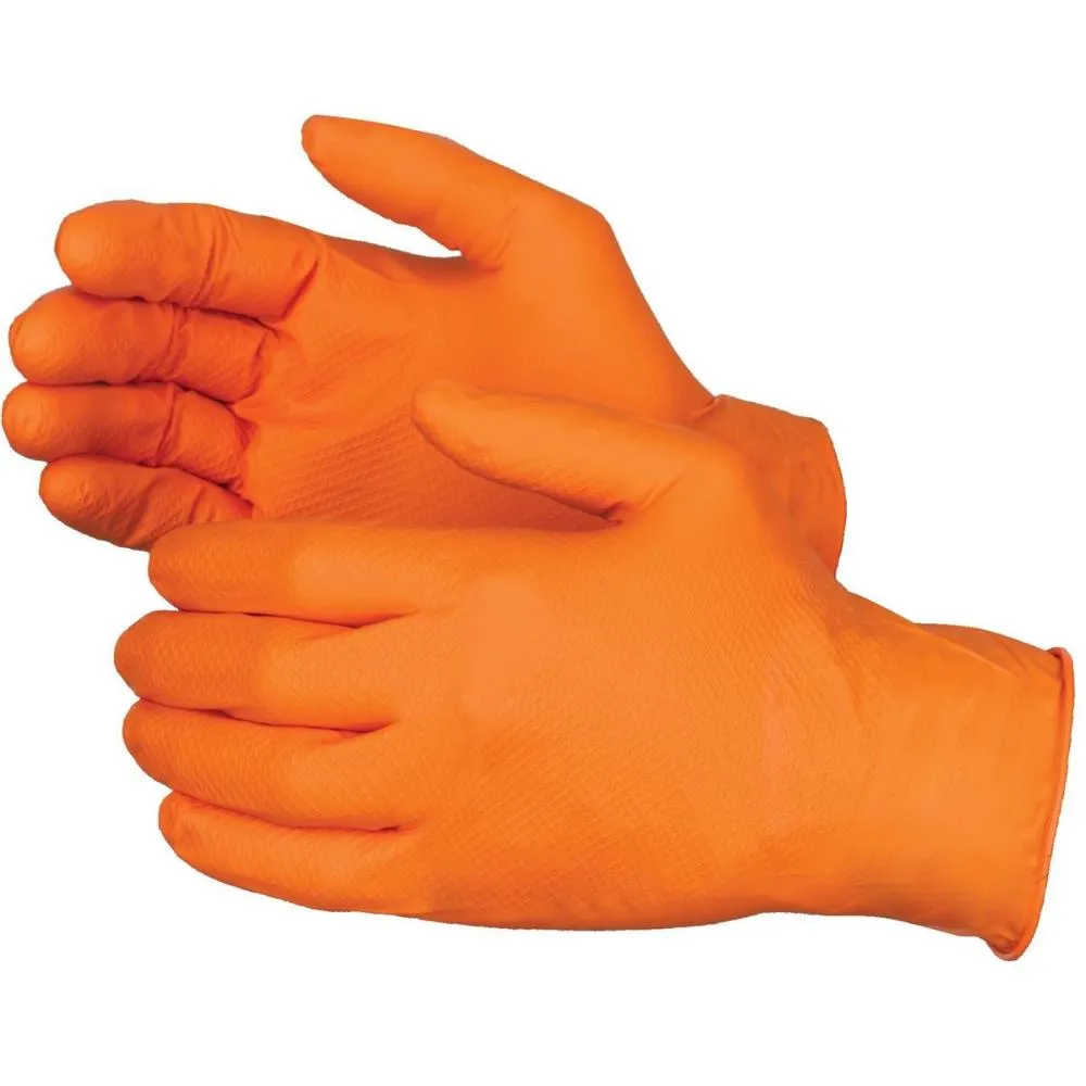 6-mil Orange Nitrile Gloves with Grippaz Technology, 100pk