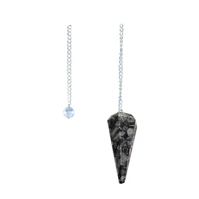 6-sided Pendulum - Black Coral Fossil