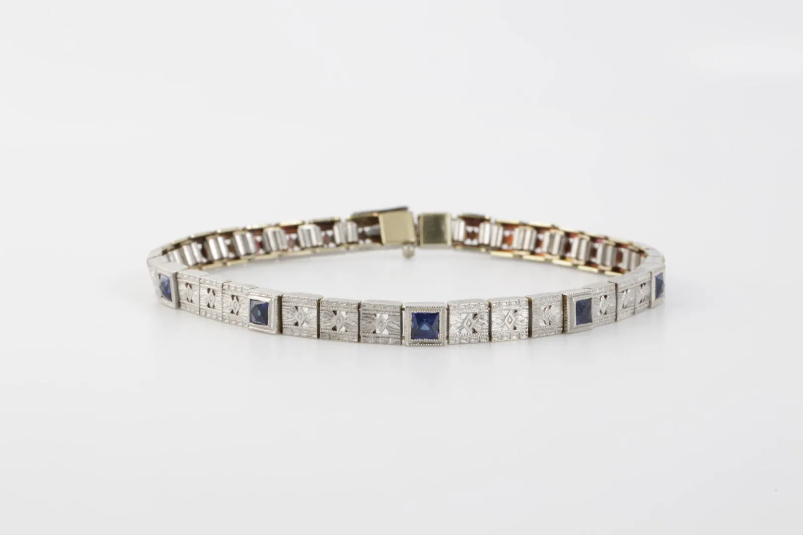 7'' 14k White Gold 1.14tcw Sapphire Bracelet (13.90g.)