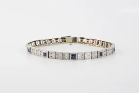 7'' 14k White Gold 1.14tcw Sapphire Bracelet (13.90g.)