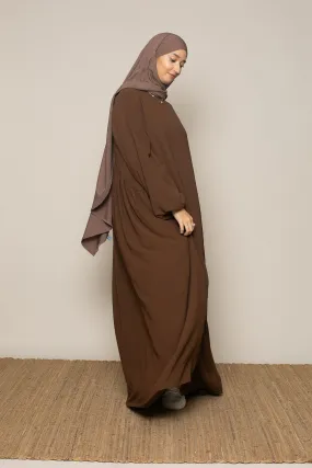 Abaya suelta manga abullonada jazz choco