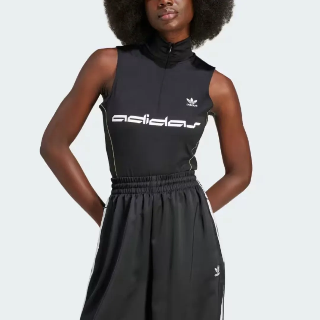 adidas  |Sleeveless Plain High-Neck Logo Tanks & Camisoles