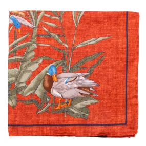 Amanda Christensen Linen Red Pocket Square With Duck Motif | Menswear Online