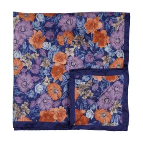 AMANDA CHRISTENSEN Printed Pocket Square In Flower With Border On Mélange With Twill Ground | Menswear Online