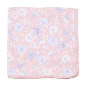 AMANDA CHRISTENSEN Silk Light Pink Pocket Square With Flower Pattern | Menswear Online