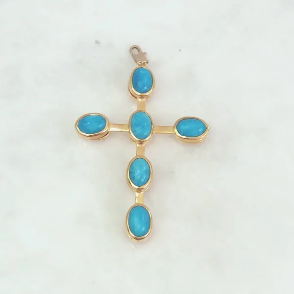 Amazonite & Pink Jade Double Sided Cross