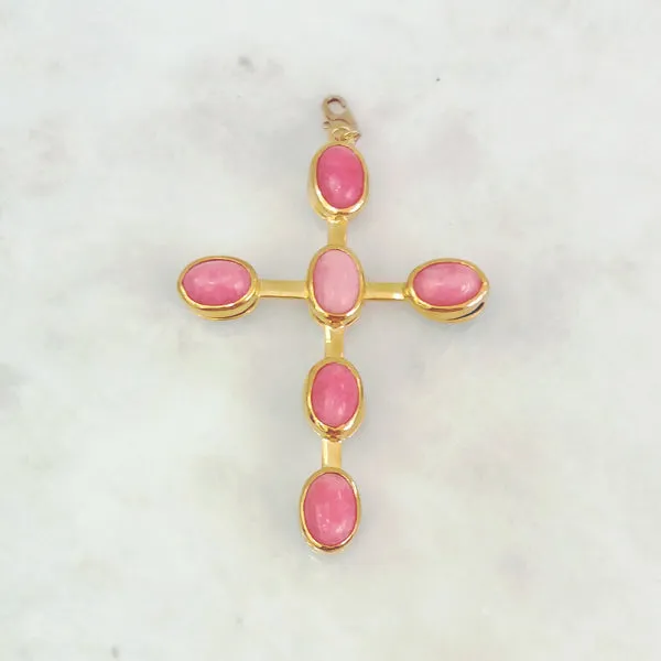 Amazonite & Pink Jade Double Sided Cross