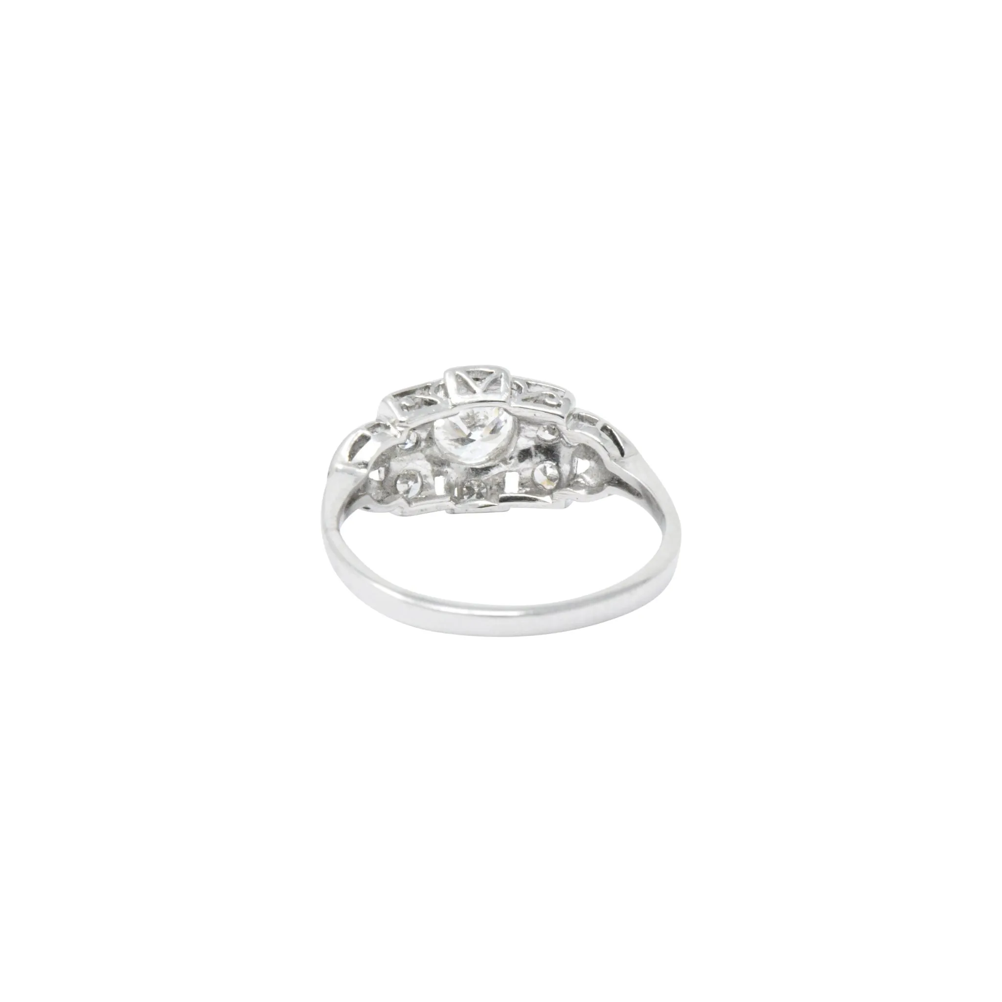 Art Deco 0.70 CTW Diamond Platinum Geometric Engagement Ring