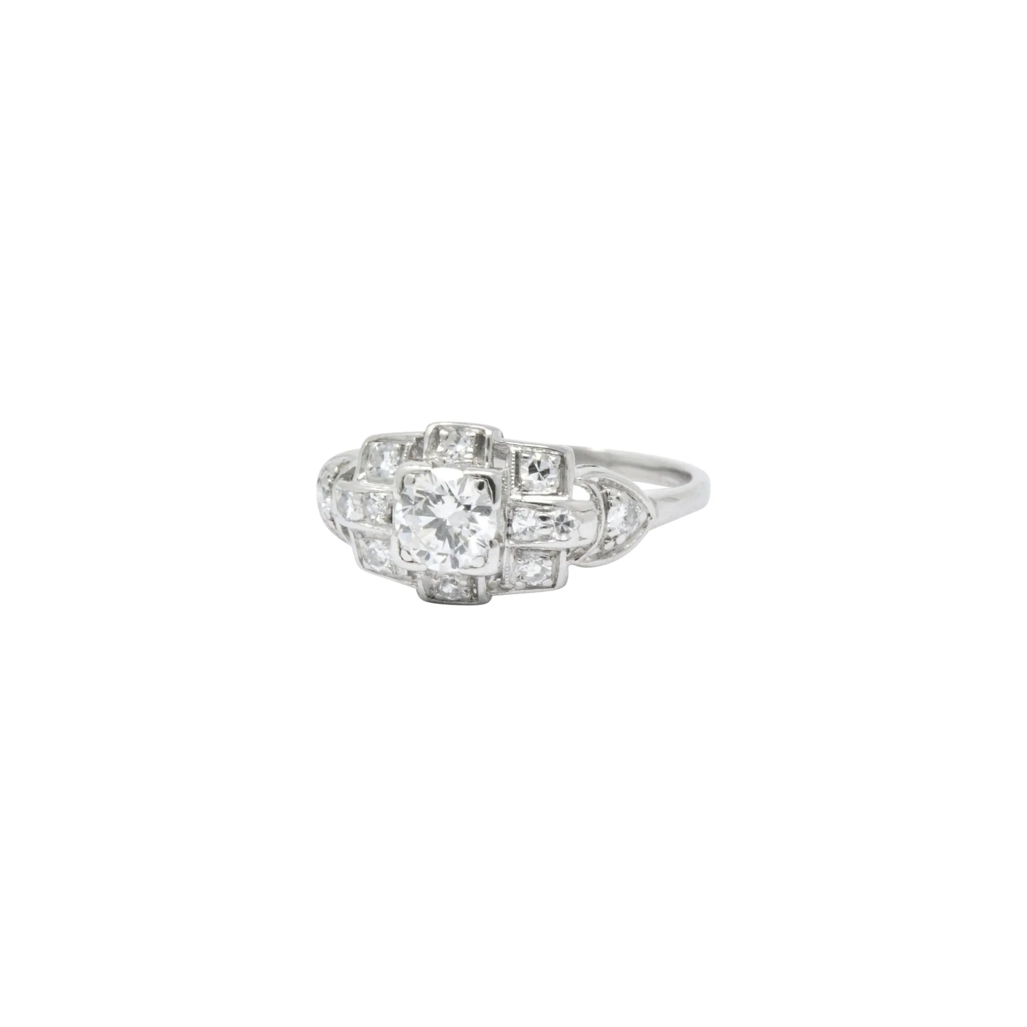 Art Deco 0.70 CTW Diamond Platinum Geometric Engagement Ring