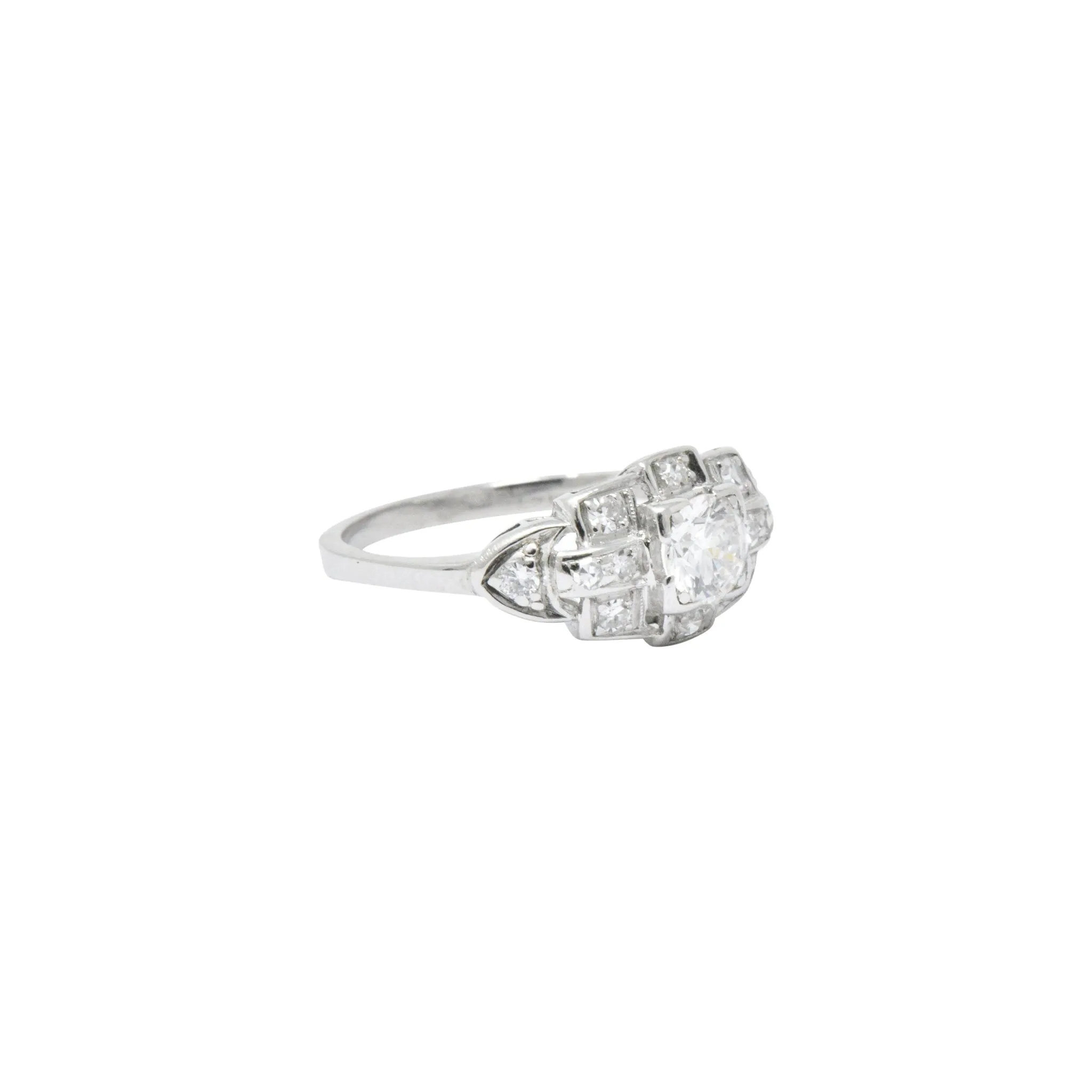 Art Deco 0.70 CTW Diamond Platinum Geometric Engagement Ring