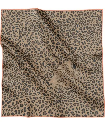 Atie Women's Brown Silk Scarf Leopard Print