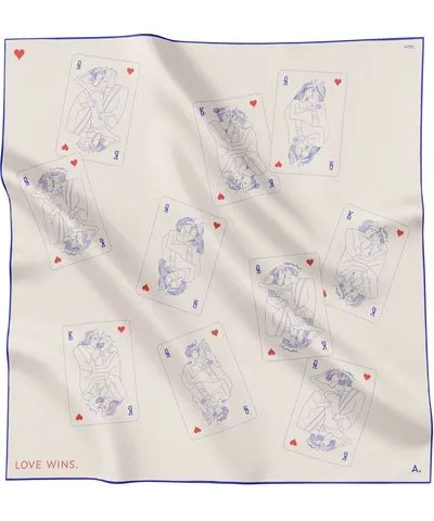 Atie Women's White Silk Scarf Playcards