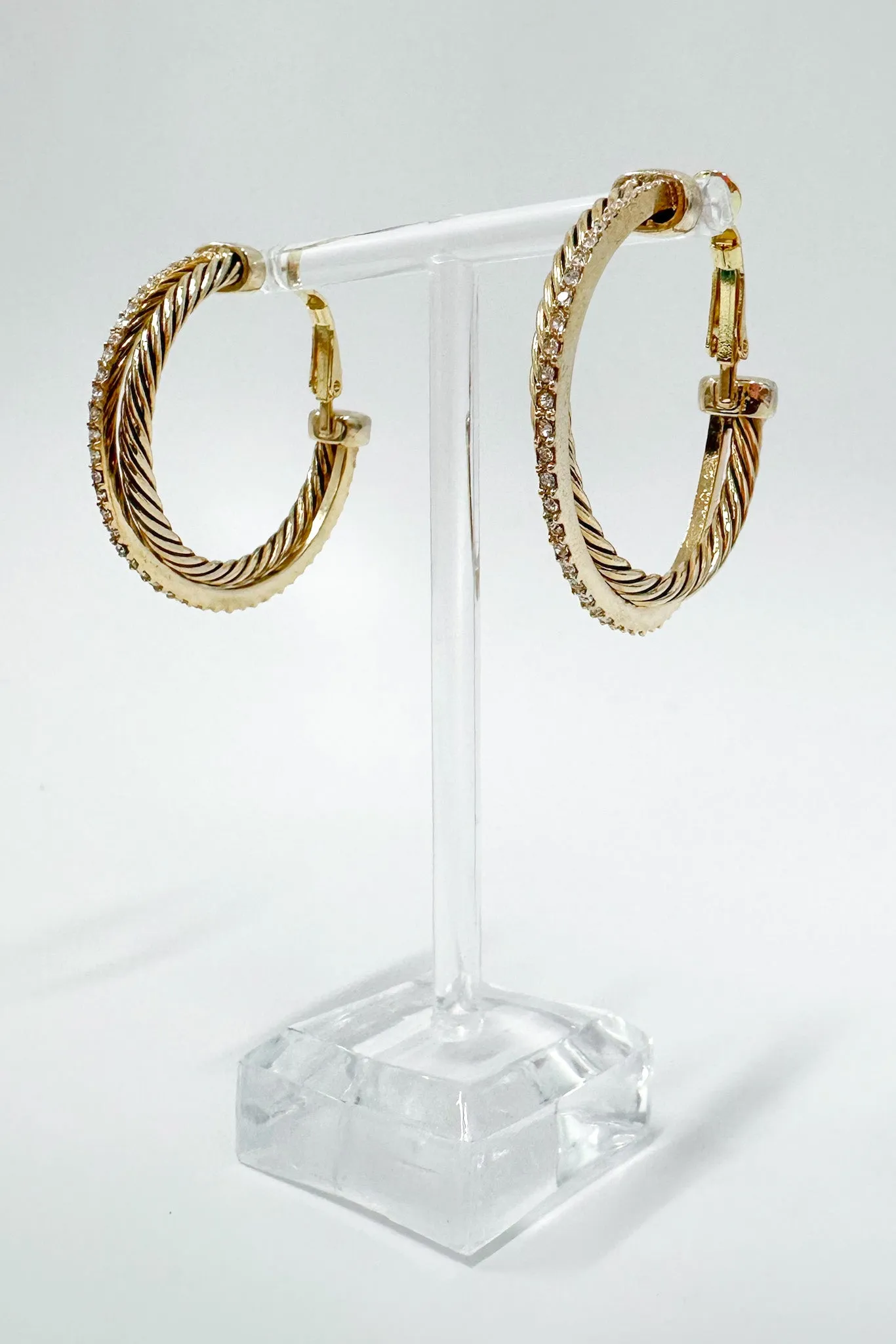 Avani Twisted Crystal and Cable Hoop Earrings