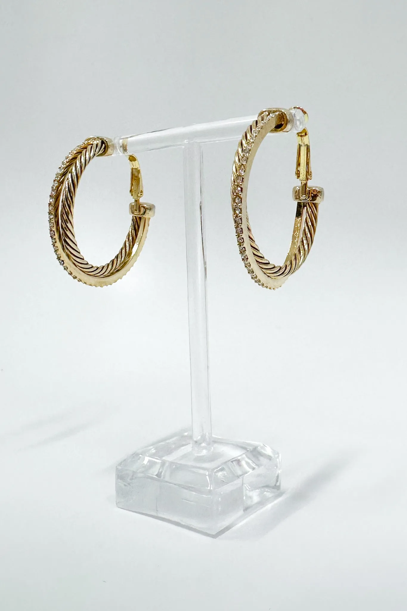 Avani Twisted Crystal and Cable Hoop Earrings