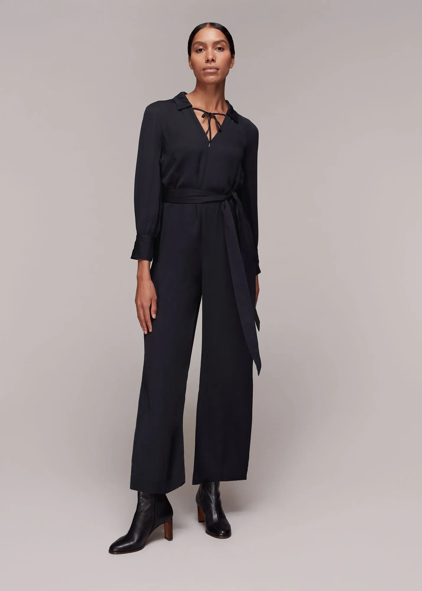 Black Abby Tie Detail Jumpsuit