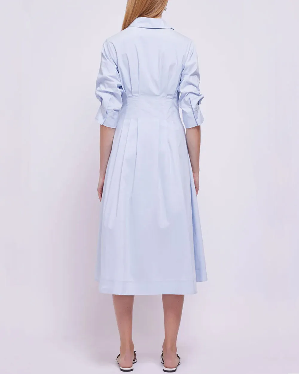 Blue Haze Jazz Pintuck Midi Dress