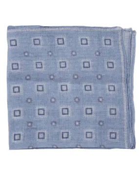 Blue Print Linen Pocket Square