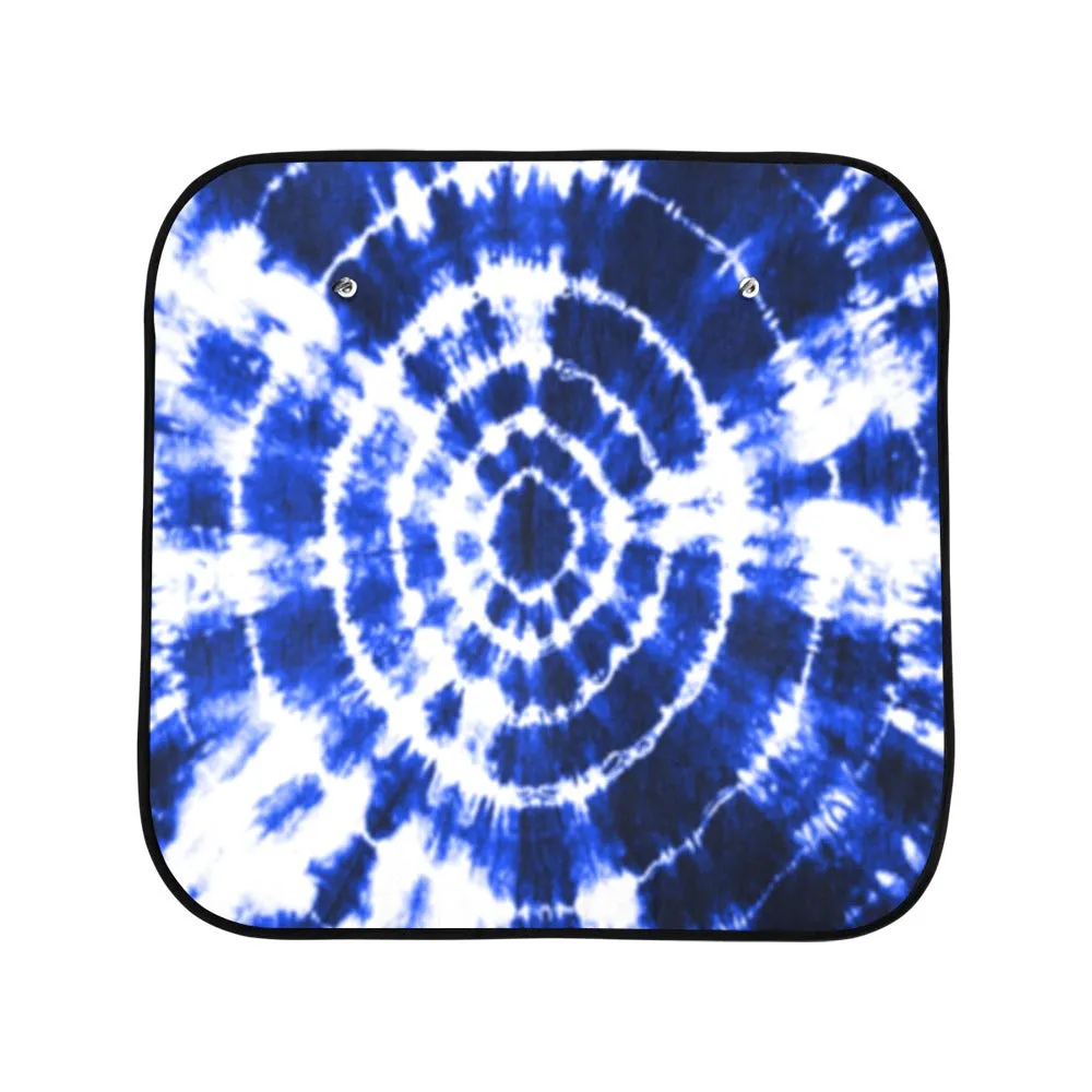 Blue Shibori Tie Dye Auto Sun Shade (28 x 28) (Small) (Two Pieces)