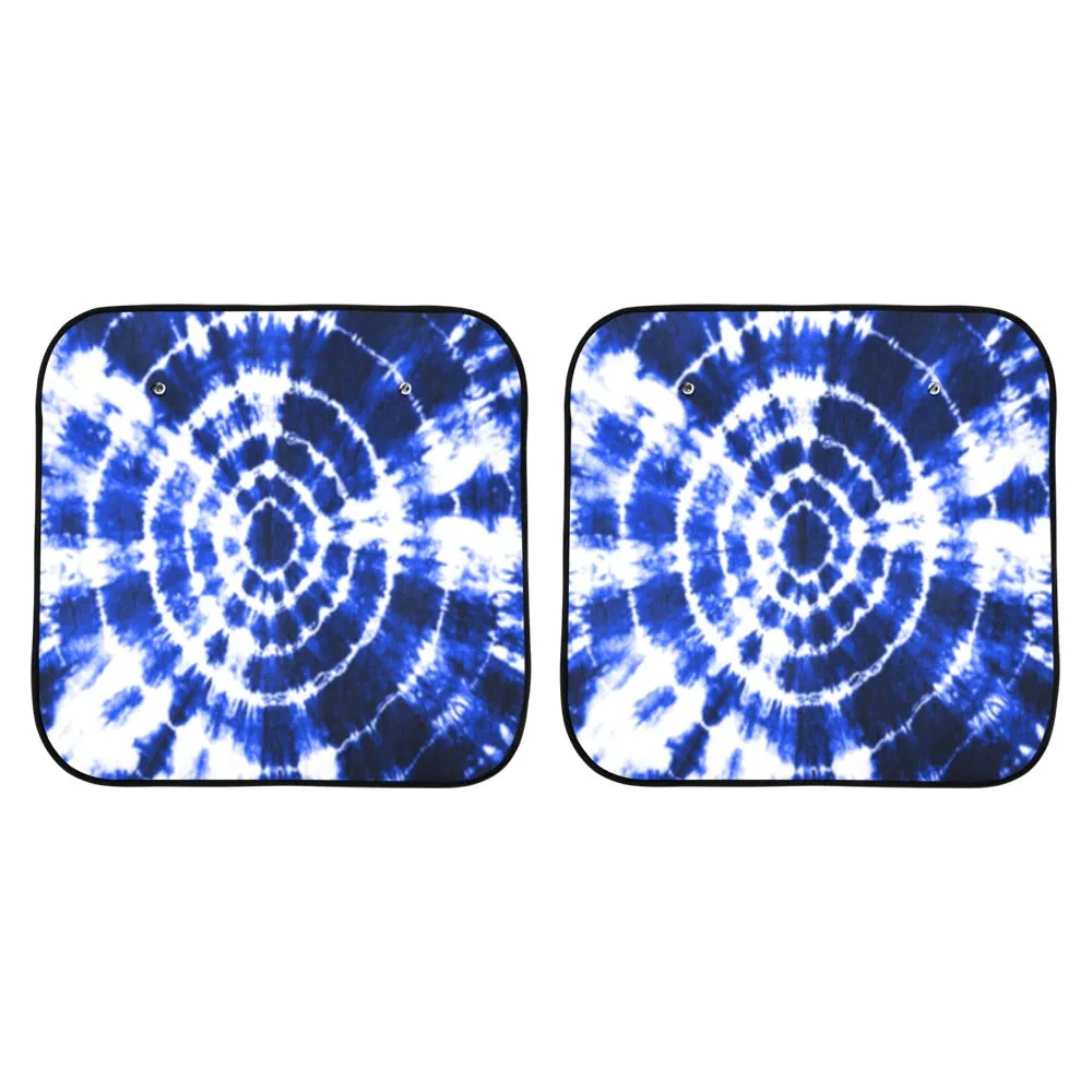 Blue Shibori Tie Dye Auto Sun Shade (28 x 28) (Small) (Two Pieces)