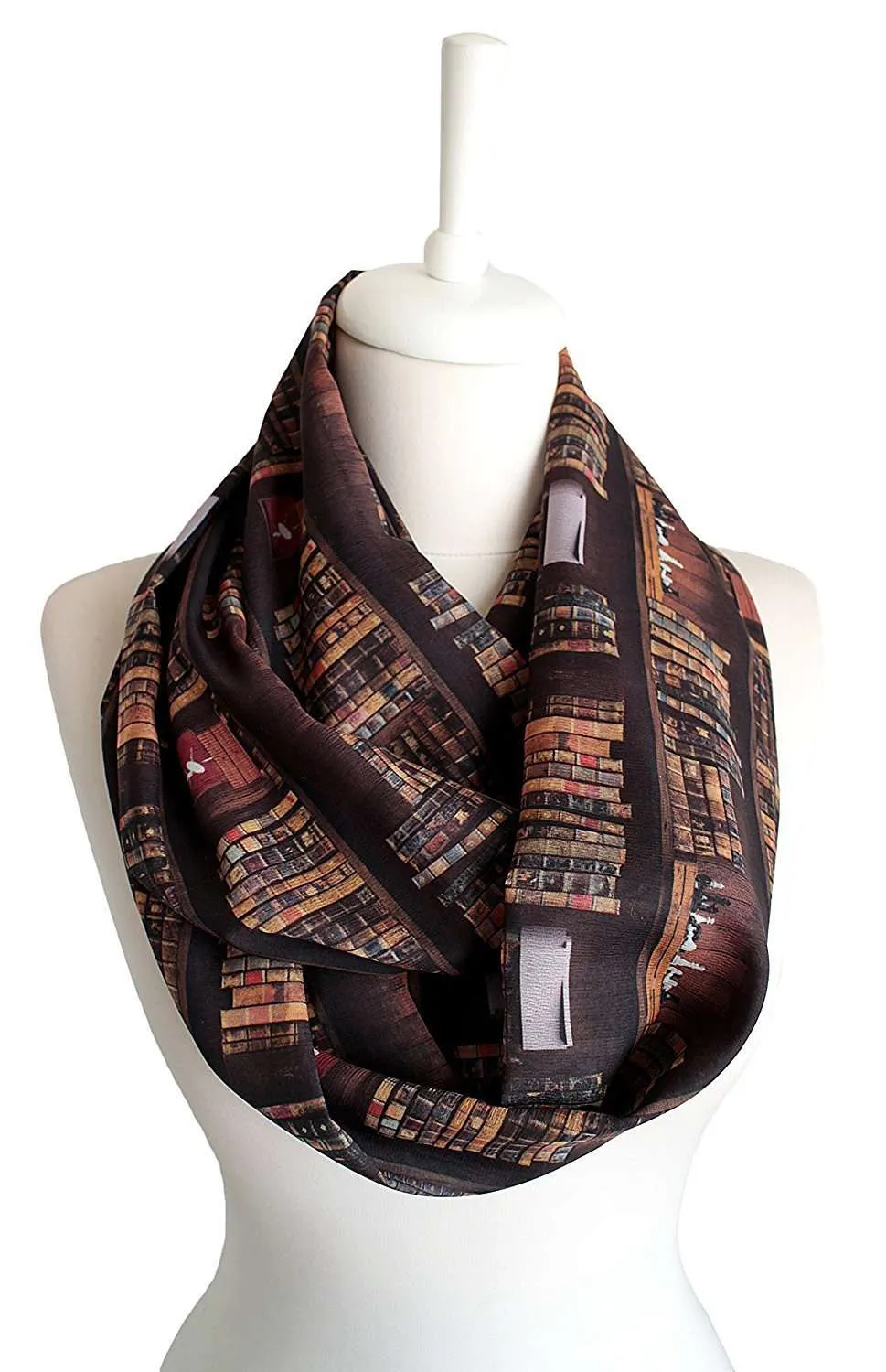 Bookshelf brown Infinity Scarf Handmade Limited Edition