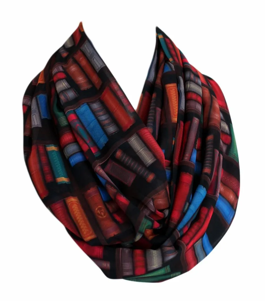 Bookshelf colorful Infinity Scarf Handmade Limited Edition