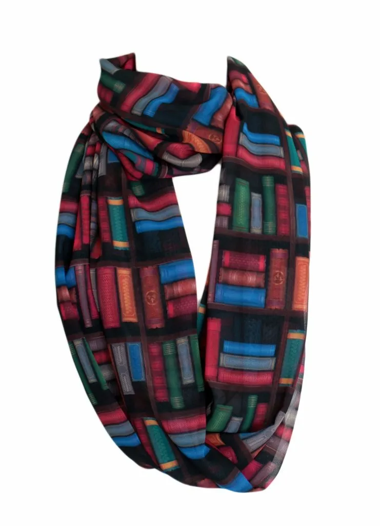 Bookshelf colorful Infinity Scarf Handmade Limited Edition