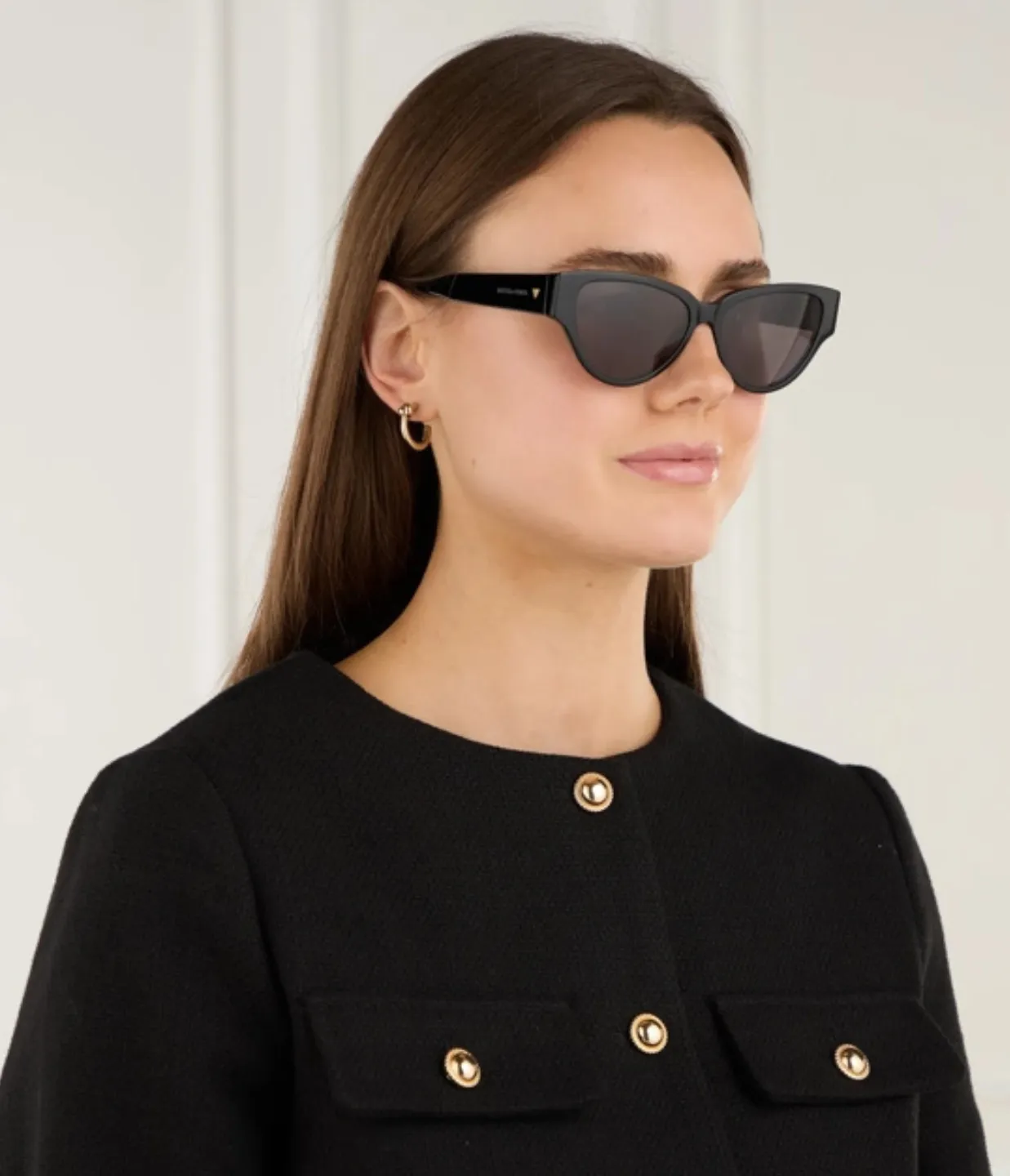 Bottega Veneta Cat Eye Sunglasses in Black