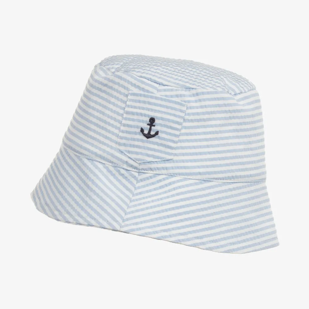 Boys Blue Striped Anchor Hat